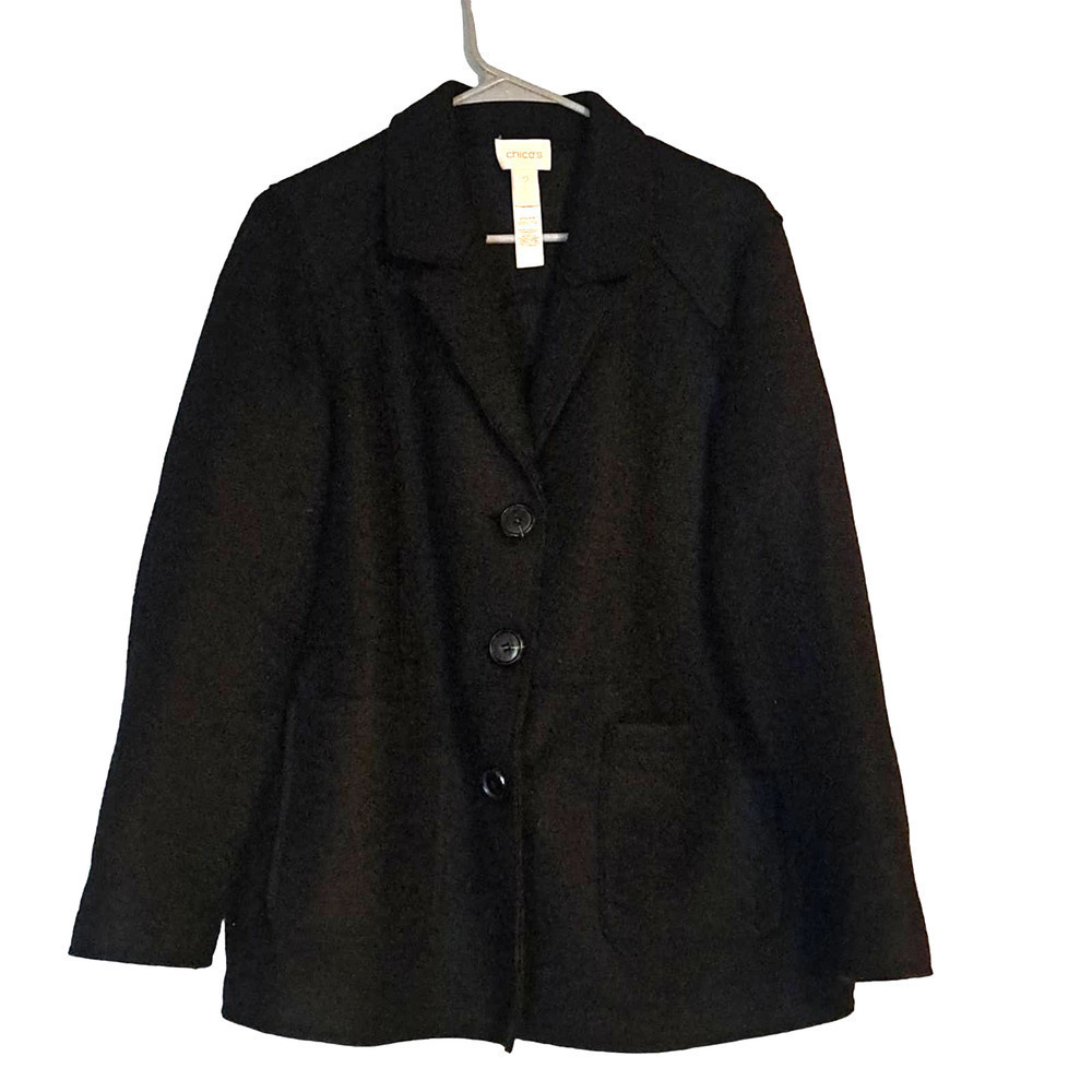 Chicos black button down blazer size 2